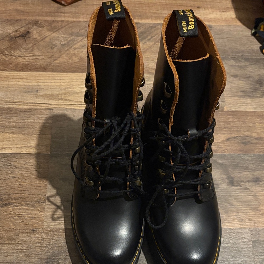 Dr. Martens Leona Black Combat Boots - Picture 4 of 13